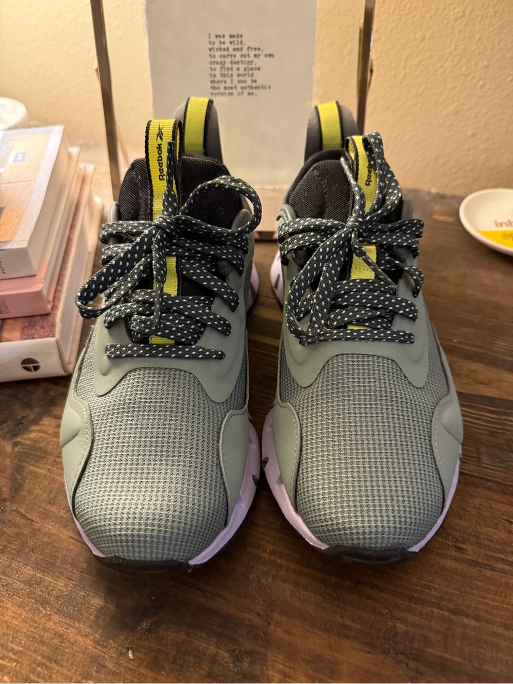 Reebok Women's Olive Green and Yellow Athletic Sneakers